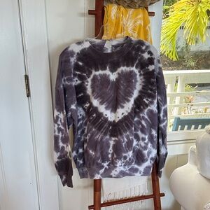 No Boundaries Black and White Heart Tie-Dye Hoodie